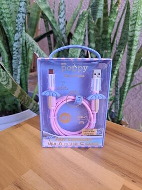 Xo Poppy 4ft USB-A to USB-C Cable Fast Charging W/ Clip On Protector